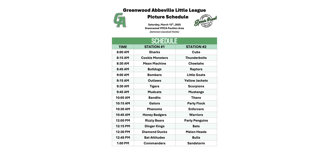 Opening Day Picture Schedule